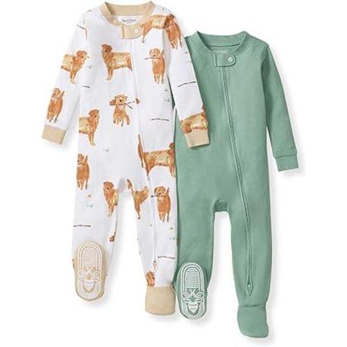 Burt's Bees Baby baby-boys Sleeper Pjs, 100% Organic Cotton, One-piece Footie, Zip Up Jumpsuit, Snug Fit Pajamas