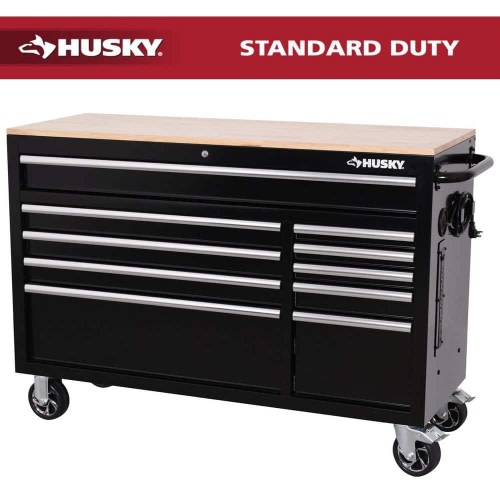 Husky Modular Tool Storage 52 in. W x 20 in. D Standard Duty Black Mobile Workbench Cabinet H52MWC10MOD