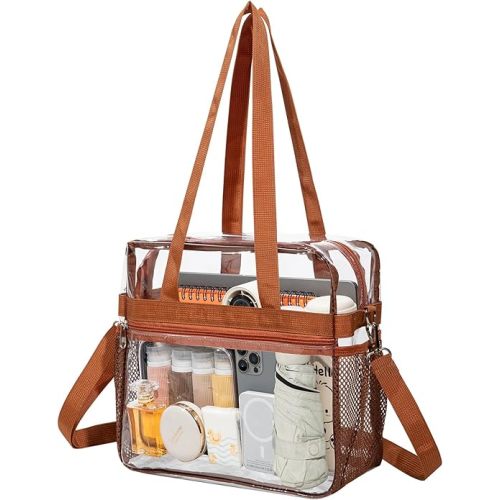 Clear PVC Transparent Tote Bag - Waterproof Clear Crossbody Bag with Adjustable & Removable Strap