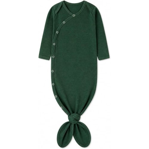 Copper Pearl Baby Gown - Knotted Newborn Sleepers for Baby Boy and Girl, Soft Stretchy Long Sleeve Infant Gowns with Bottom Tie and Hand Mittens, Perfect Hospital Coming Home Outfit (Alder)