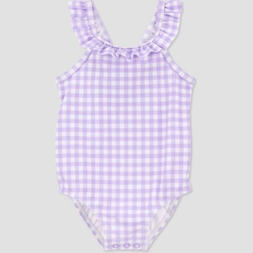 Carter's Just One You®️ Baby Girls' Ruffle Gingham One Piece Swimsuit - Purple, Size: 6M