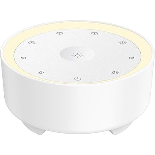 Kipcush White Noise Machine for Sleeping, 20 Soothing Sounds Including White Pink Brown Noise, Fan and Nature, Custom Shortcut Buttons, Dimmable Night Light, 8 Hour Timer, USB Powered