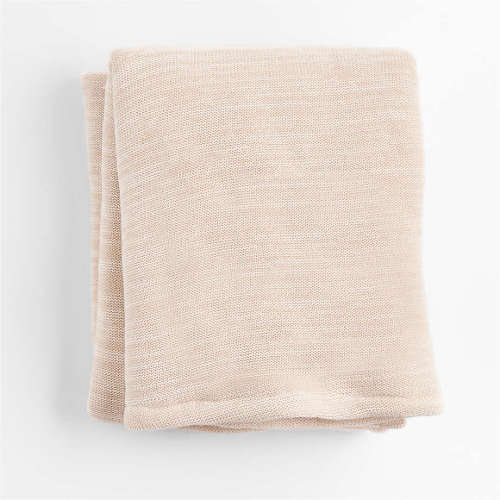 Heathered Stone Tan Striped Sherpa Baby Stroller Blanket