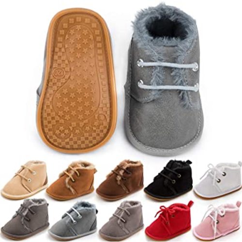 Meckior Baby Booties Newborn Infant Unisex Baby Girls Boys Velvet Rubber Anit-Slip Sole Shoes Toddler Fleece Cozy Winter Warm Prewalker Boots