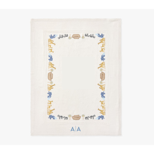 Noah's Ark Embroidered Pointelle Baby Blanket