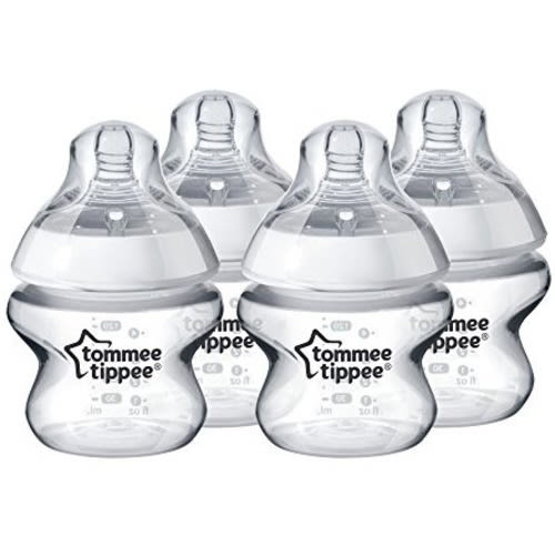 Tommee Tippee Closer to Nature Baby Bottle, Anti-Colic, Breast-like Nipple, BPA-Free - Extra Slow Flow, 5 Ounce (4 Count)