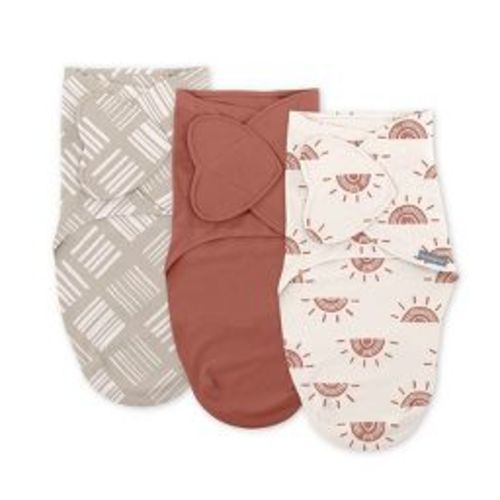 SwaddleMe by Ingenuity Monogram Collection Swaddle Wrap, for Ages 0-3 Months - Rising Sun - 3pk