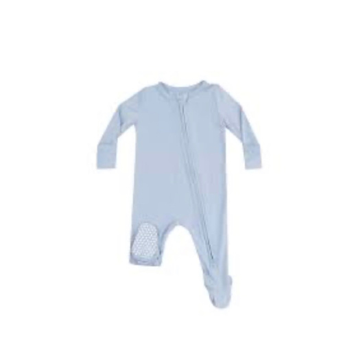 Solid Blue Fog 2 Way Zipper Footie