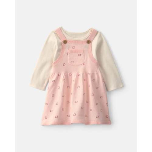 Baby Girl 2-Piece Sheep Long-Sleeve Dress Set - Pink/Cream | Carter's