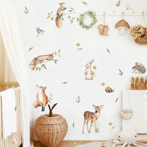 WOODLAND Animal Nursery Wall Decals, Woodland Nursery Wall Decals, Boho Nursery Wall Decal Sticker, REMOVEABLE Wall Decals, Wall Decals Kids