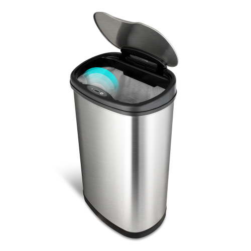Free Shipping! Nine Stars Touchless Kitchen Trash Can, 13 Gallon, Motion Sensor, Stainless Steel, Soft-Close Lid