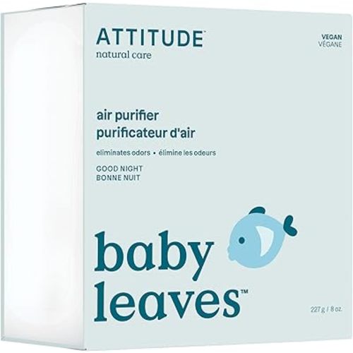 ATTITUDE Baby Air Purifier, Activated Carbon Freshener, Odor Remover, Plant and Mineral-Based, Vegan, Good Night, 8 Ounces