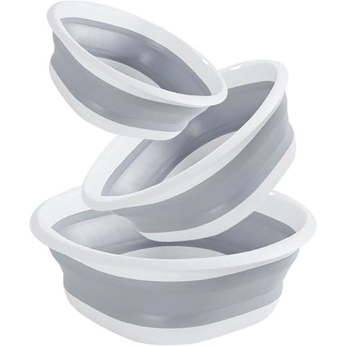 Multipurpose Foldable Collapsible Washbasin Lightweight Portable Basin, Collapsible Basin for Camping Sink and RV Sinks (Set of 3, S,M,L)