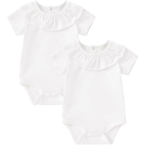pureborn Baby Romper Bodysuits 2-Pack Unisex Soft Cotton One-Piece Outfit for Infant Boys Girls 0-24 Months