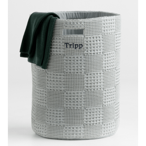Personalized Nella Quarry Grey Organic Cotton Waffle Weave Hamper with Handles