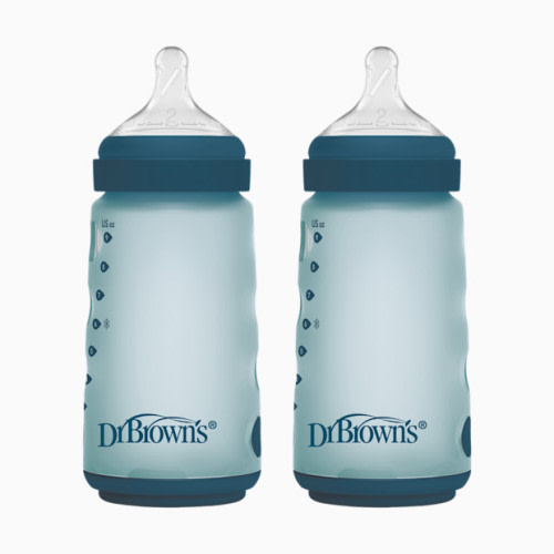 Options+ Wide-Neck Silicone Baby Bottles - Blue, 9 Oz