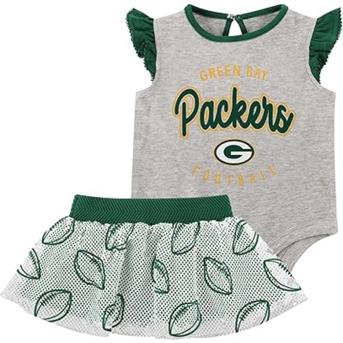 NFL New Born Infant 0/3M-6/9M Officially Licensed All Dolled Up 2 Piece Creeper Bodysuit and Skirt Set