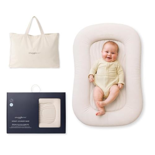 Snuggle Me Wave Organic Infant Baby Lounger, Ergonomic CPSC Compliant Nest (Natural)