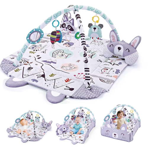 KOPPOP, Baby Activity Gym, 4-in-1 Tummy Time Play Mat, Purple