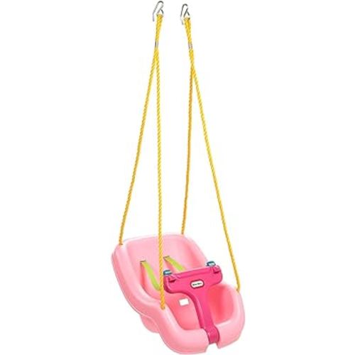 Little Tikes Snug 'n Secure Pink Swing with Adjustable Straps, 2-in-1 for Baby and Toddlers Ages 9 Months - 4 Years,16"D x 16.3"W x 17"H