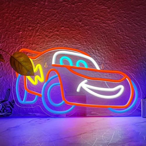 Racing Car Neon Sign for Wall Decor, Anime LED Neon Light Car Themed Decor for Boys Bedroom, Gaming Room, Garage & Party Accessories - Cool Children's Birthday Gift for Car Lovers