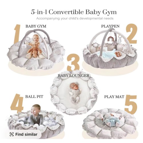 5-in-1 Thick & Plush Baby Play Gym, Tummy Time Play Mat with - TikTok Shop