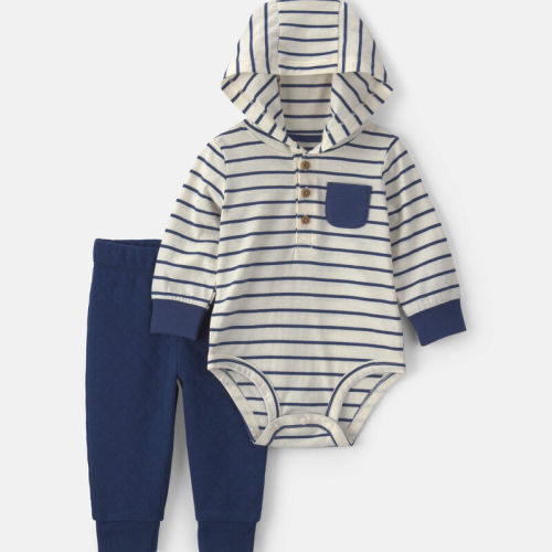 Baby Boy 2-Piece Striped Long-Sleeve Bodysuit & Pant Set - Navy Blue | Carter’s Oshkosh Canada