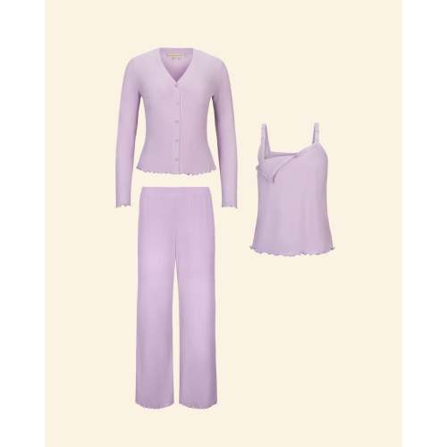 Ribbed Modal Nursing Lounge Set | Lavender - Kindred Bravely