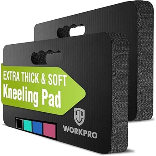 WORKPRO Extra Thick Kneeling Pad, 2-Pack, Soft Foam Cushioning for Knee, Large Foam Kneeler Mat for Gardening, Bathing Baby, Workout Supplies, 17.5 x 11 x 1.5 in, Black
