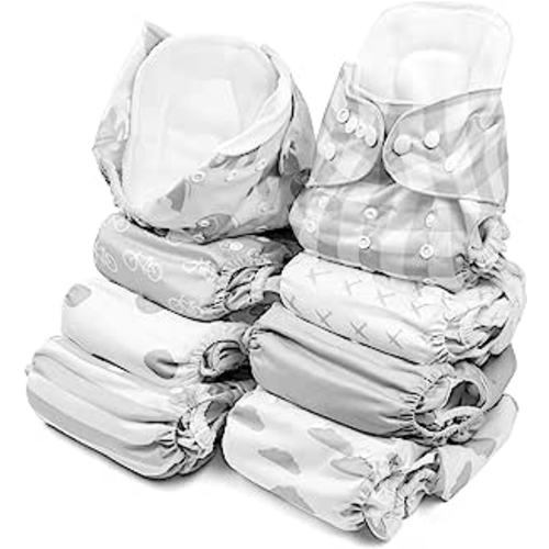 Amazon.com: BaeBae Goods Adjustable Cloth Diapers for Boys and Girls – 8 Reusable Cloth Diapers for Babies with 8 Cloth Diaper Inserts (Grey Plaid) : Baby