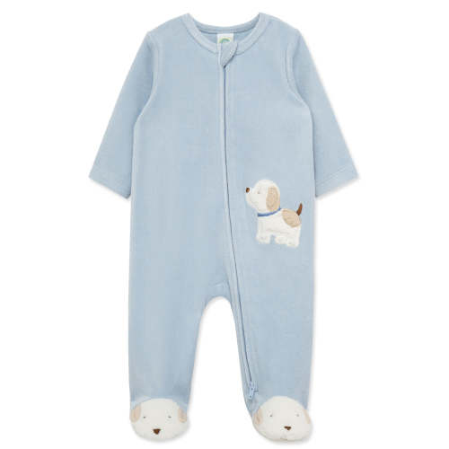 Fluffy Pup Velour Footie