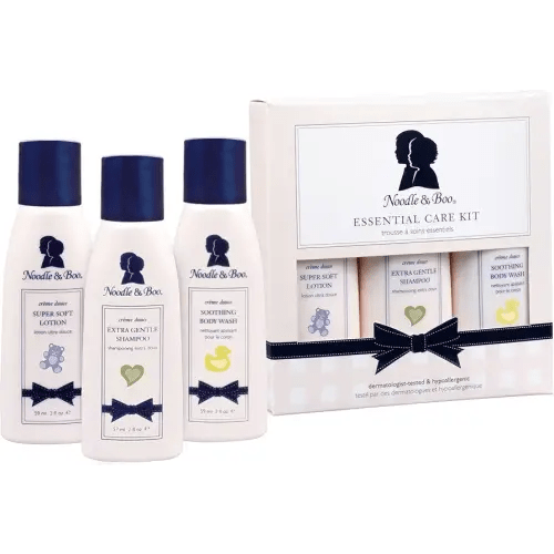 Noodle & Boo Essential Care 3 Piece Kit Super Soft Baby Lotion, Extra Gentle Shampoo and Soothing Body Wash, 2 Oz of each