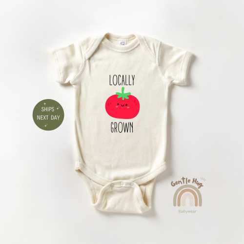 Locally Grown Baby Bodysuit, Vegan Baby Onesie®, Cute Baby Clothes, Farmers Market Baby Onesie®, Baby Shower Gift, Natural Onesie®
