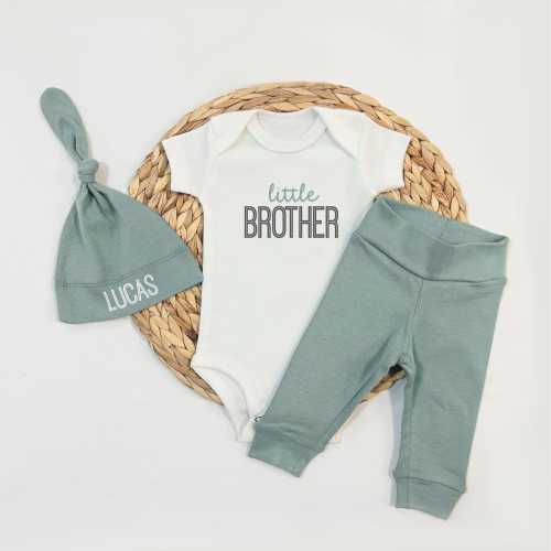 Little Brother Newborn Baby Boy Coming Home Outfit With Name, Personalized Hospital Outfit, Baby Boy  Outfit