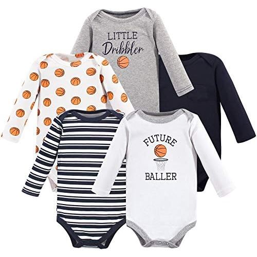 Hudson Baby baby-boys Cotton Long-sleeve Bodysuits 5-pack