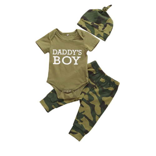 Newborn Baby Girls/Boy Romper Bodysuit Top Camouflage Pants Hats Jumpsuit Outfit Set