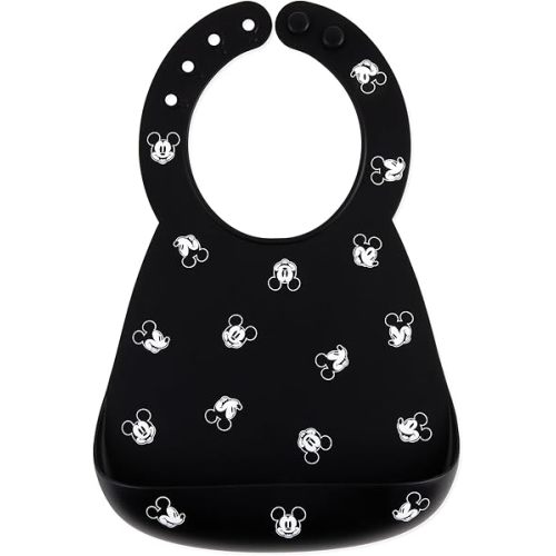 Bumkins Disney Bibs, Silicone Pocket for Babies, Baby Bib for Girl or Boy, for 6-24 Months Up to Toddler, Essential Must Have for Eating, Feeding, Baby Led Weaning Supplies, Mess Saving, Mickey Mouse