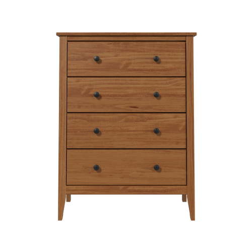 Jela Solid Wood 4 Drawer Dresser - Caramel