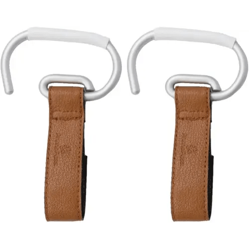 Primo Passi Stroller Hook with Leather Strap – Camel Color, Heavy-Duty Bag Holder