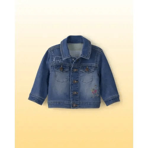 Baby Disney© Winnie the Pooh Embroidered Knit-Like Denim Jacket with Back Art - Dark Wash - OshKosh B'gosh | Carter's