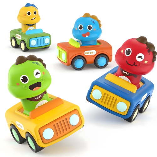 MOONTOY Press and Go Car Toys for 1 Year Old Boy Gift, Push Toy Car for Toddlers 1-3, Dinosaur Baby Toys 6-12 Months, Infant Play Vehicle Set, Sensory Toys, 1st Birthday Gifts for 1-2 Years Old Boys