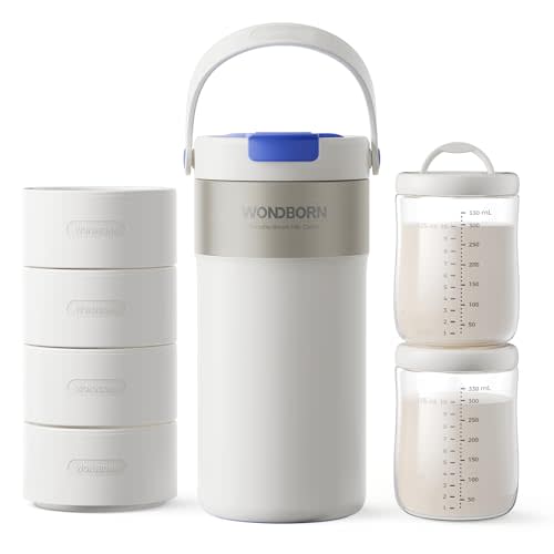 WONDBORN Portable Breast Milk Cooler, 4 Ice Rings, 360Cooling with Vacuum Lid, Safe Chill for 30H+, 22oz Large Capacity with 2 Bottles, Rapid Chill to 40, Extra Wide Opening, Ideal for Work & Travel