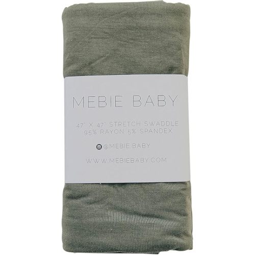 Mebie Baby Olive Stretch Swaddle, Modern and Neutral Swaddle Blanket for Baby Girl or Boy, Soft Baby Blankets, Newborn Swaddle Blanket, 0-3 Month, Comfy Wrap, Baby Essentials & Gifts (47" x 47")