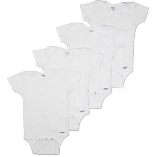 Gerber Newborn Baby Unisex Onesies Brand Short Sleeve Bodysuits, 4-Pack - White - 0-3M