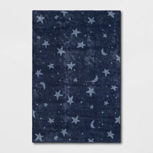 4'x5'6" Printed Twilight Tufted Kids' Rug - Pillowfort™: Skid-Resistant Star Pattern, Medium Pile, OEKO-TEX Certified