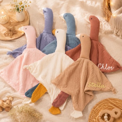 Personalized Baby Comforter Embroidered Name Cotton Lovey Toy Sleep Gift
