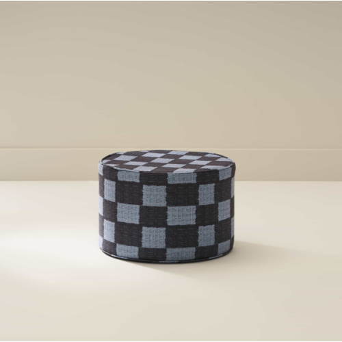 Blue Checkered Plush Ottoman | Beck | House of Noa