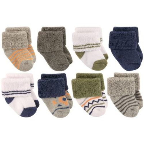 Luvable Friends Basics Infant Baby Cozy Terry Socks 8-Pack, Desert Pattern, 6-12 Months