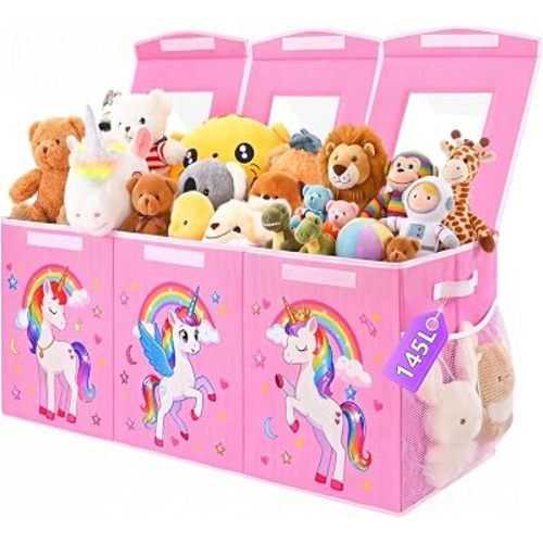 Livole Large Toy Box Collapsible Kids Toy Chest Bins with Lid & Divider