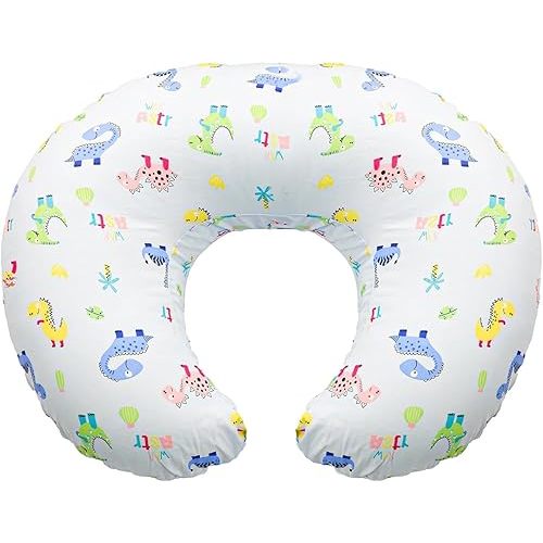 Nursing Pillow for Breast Feeding-Donut Pillow for Mom and Baby Boys and Girls-Ergonomic Nursing Essentials for Bottle-Tummy Time Pillow with Removable Pillow Cover,Baby Sitting Pillow (Dinosaurs-3)